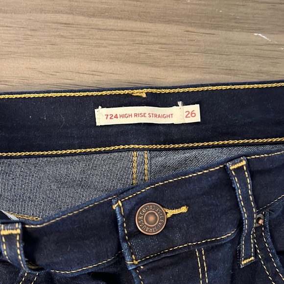 LEVIS HIGH RISE STRAIGHT WOMENS DARK WASH JEANS 26 - Picture 8 of 12